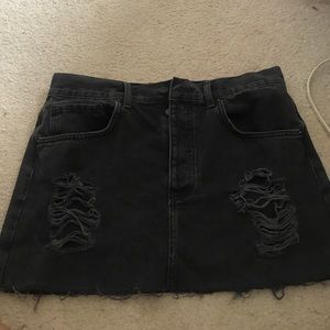 Black denim skirt
